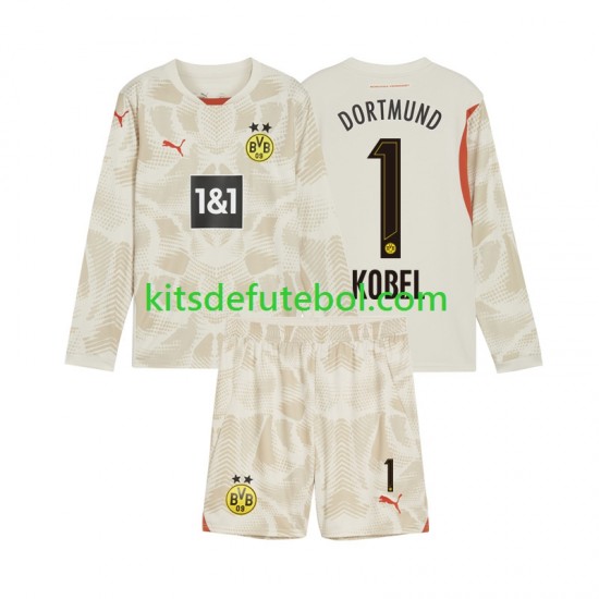Camisola de Guarda-redes Borussia Dortmund Gregor Kobel 1 Criança Equipamento principal 2024-2025 Mangas Compridas