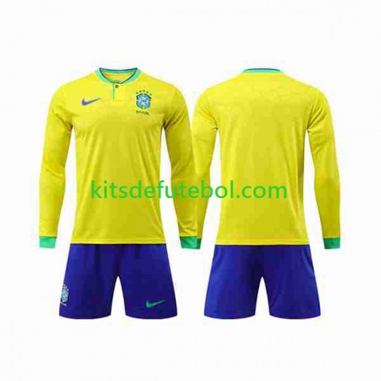 Camisola Seleção da Brasileira Criança Equipamento principal Mundial 2022 Mangas Compridas
