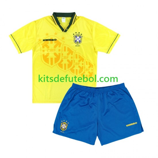 Camisola Retrô Seleção da Brasileira Criança Equipamento principal 1994 Mangas Curtas