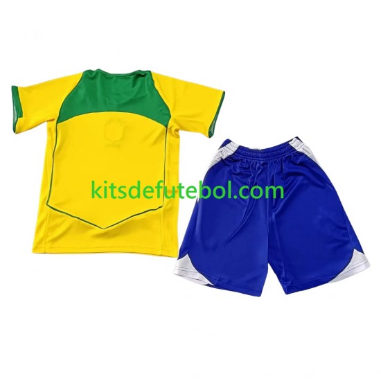 Camisola Retrô Seleção da Brasileira Criança Equipamento principal 2004 Mangas Curtas