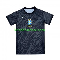 Camisola de Guarda-redes Seleção da Brasileira Preto Copa America Homem Equipamento alternativo 2024 Mangas Curtas