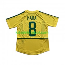Camisola Retrô Seleção da Brasileira KAKA 8 Homem Equipamento principal 2002 Mangas Curtas