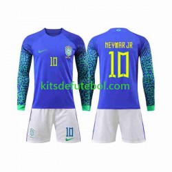 Camisola Seleção da Brasileira Neymar Jr 10 Criança Equipamento alternativo Mundial 2022 Mangas Compridas