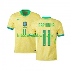Camisola Seleção da Brasileira RAPHINHA 11 Homem Equipamento principal 2024 Mangas Curtas