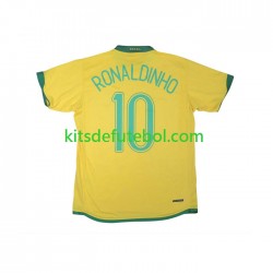 Camisola Retrô Seleção da Brasileira RONALDINHO 10 Homem Equipamento principal 2006 Mangas Curtas