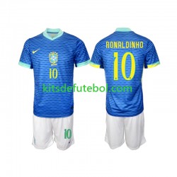 Camisola Seleção da Brasileira Ronaldinho 10 Criança Equipamento alternativo 2024 Mangas Curtas