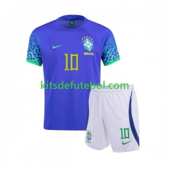 Camisola Seleção da Brasileira Ronaldinho 10 Criança Equipamento alternativo Mundial 2022 Mangas Curtas