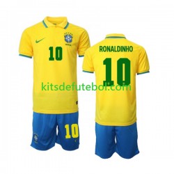 Camisola Seleção da Brasileira Ronaldinho 10 Criança Equipamento principal Mundial 2022 Mangas Curtas