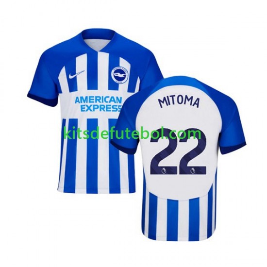 Camisola Brighton Hove Albion Mitoma 22 Homem Equipamento principal 2023-2024 Mangas Curtas