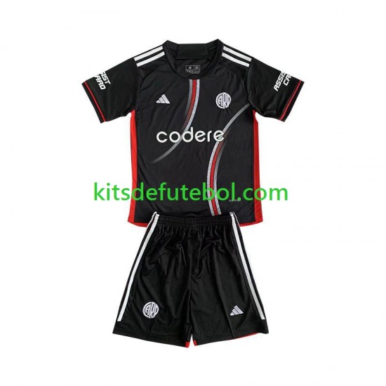 Camisola CA River Plate Preto Criança Terceiro equipamento 2024-2025 Mangas Curtas