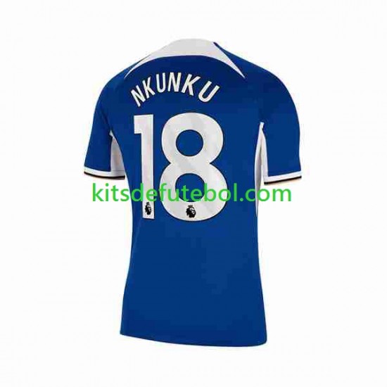 Camisola Chelsea Christopher Nkunku 18 Homem Equipamento principal 2023-2024 Mangas Curtas