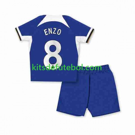 Camisola Chelsea Enzo Fernandez 8 Criança Equipamento principal 2023-2024 Mangas Curtas