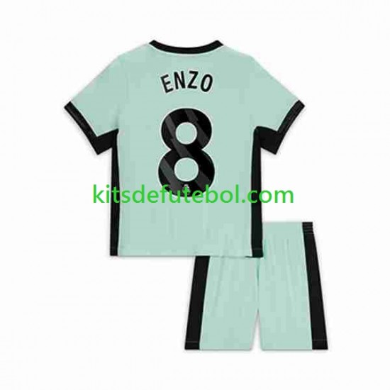 Camisola Chelsea Enzo Fernandez 8 Criança Terceiro equipamento 2023-2024 Mangas Curtas