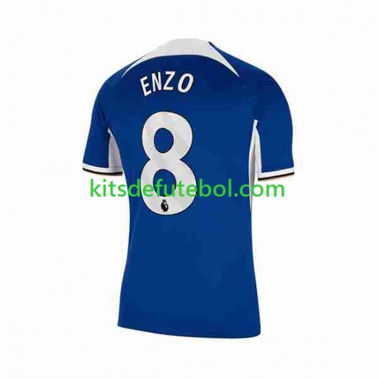 Camisola Chelsea Enzo Fernandez 8 Homem Equipamento principal 2023-2024 Mangas Curtas