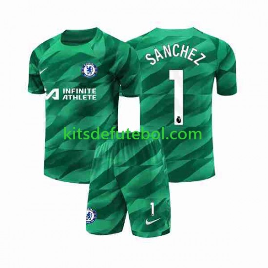 Camisola de Guarda-redes Chelsea Robert Sanchez 1 Criança Terceiro equipamento 2023-2024 Mangas Curtas