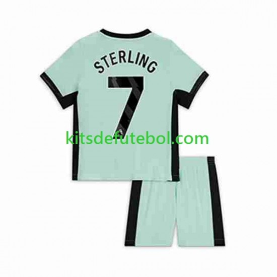 Camisola Chelsea Raheem Sterling 7 Criança Terceiro equipamento 2023-2024 Mangas Curtas