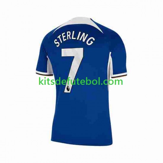 Camisola Chelsea Raheem Sterling 7 Homem Equipamento principal 2023-2024 Mangas Curtas