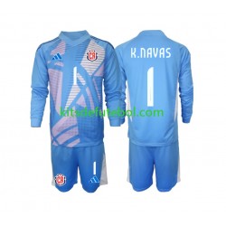 Camisola de Guarda-redes Seleção da Costarriquenha Azul Keylor Navas 1 Criança Equipamento principal 2024 Mangas Compridas