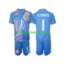 Camisola de Guarda-redes Seleção da Costarriquenha Azul Keylor Navas 1 Criança Equipamento principal 2024 Mangas Curtas