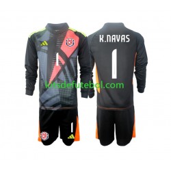 Camisola de Guarda-redes Seleção da Costarriquenha Preto Keylor Navas 1 Criança Terceiro equipamento 2024 Mangas Compridas