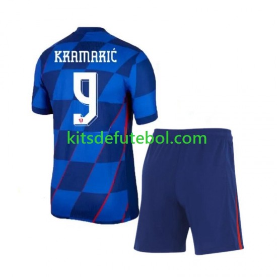Camisola Seleção da Croata Andrej Kramaric 9 Criança Equipamento alternativo Europeu 2024 Mangas Curtas
