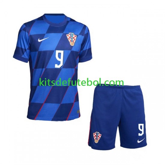 Camisola Seleção da Croata Andrej Kramaric 9 Criança Equipamento alternativo Europeu 2024 Mangas Curtas