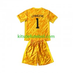 Camisola de Guarda-redes Seleção da Croata Amarelo DOMINIK LIVAKOVIC 1 Criança Equipamento principal Europeu 2024 Mangas Curtas