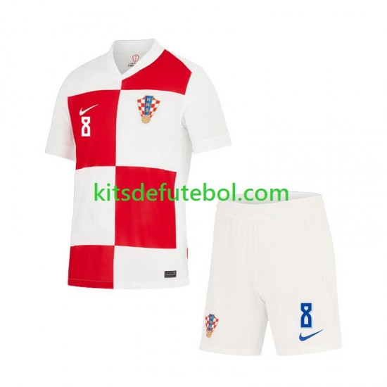 Camisola Seleção da Croata Mateo Kovacic 8 Criança Equipamento principal Europeu 2024 Mangas Curtas