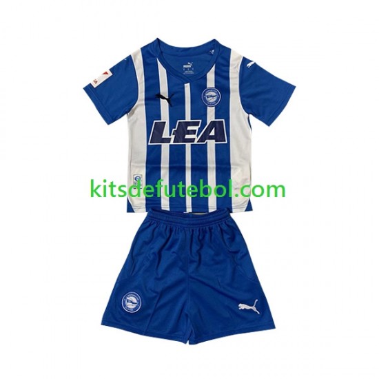 Camisola Deportivo Alaves Criança Equipamento principal 2023-2024 Mangas Curtas