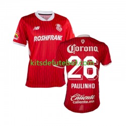 Camisola Deportivo Toluca Paulinho 26 Homem Equipamento principal 2024-2025 Mangas Curtas