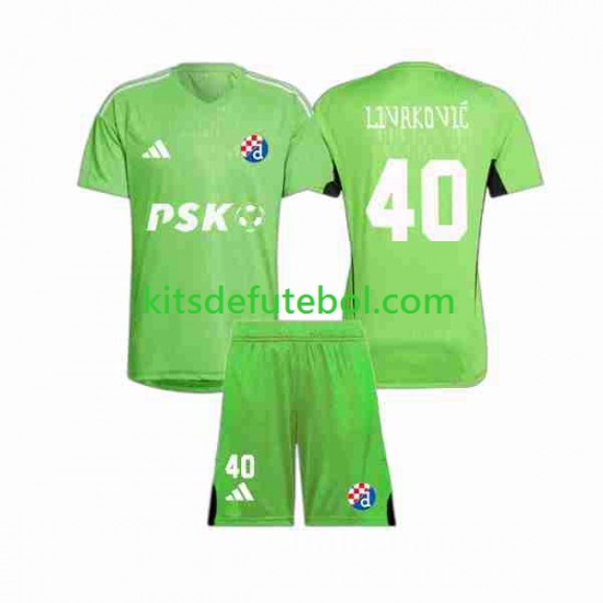 Camisola de Guarda-redes Dinamo Zagreb Livakovic 40 Criança Equipamento principal 2023-2024 Mangas Curtas