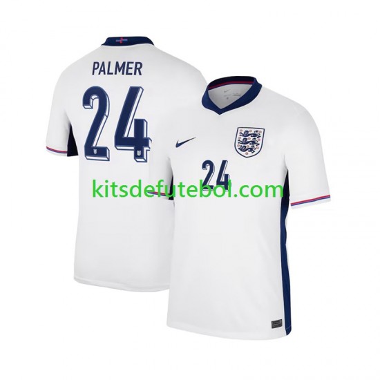 Camisola Seleção da Inglesa Cole Palmer 24 Homem Equipamento principal 2024 Mangas Curtas