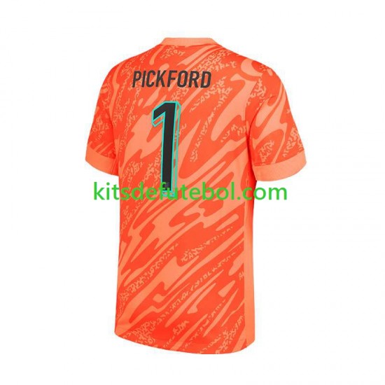 Camisola de Guarda-redes Seleção da Inglesa Laranja Pickford 1 Homem Equipamento principal Europeu 2024 Mangas Curtas
