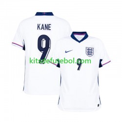 Camisola Seleção da Inglesa Branco Harry Kane 9 Homem Equipamento principal Europeu 2024 Mangas Curtas