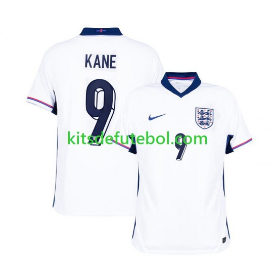 Camisola Seleção da Inglesa Branco Harry Kane 9 Homem Equipamento principal Europeu 2024 Mangas Curtas