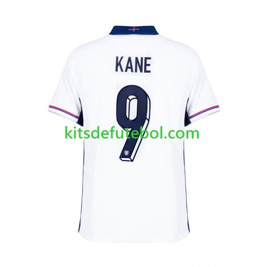 Camisola Seleção da Inglesa Branco Harry Kane 9 Homem Equipamento principal Europeu 2024 Mangas Curtas
