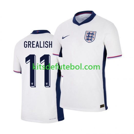 Camisola Seleção da Inglesa Jack Grealish 11 Homem Equipamento principal Europeu 2024 Mangas Curtas