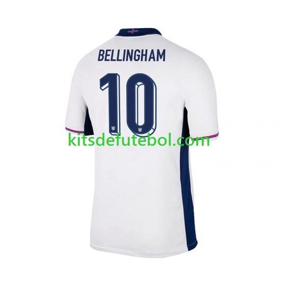 Camisola Seleção da Inglesa Branco Jude Bellingham 10 Homem Equipamento principal Europeu 2024 Mangas Curtas
