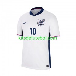 Camisola Seleção da Inglesa Branco Jude Bellingham 10 Homem Equipamento principal Europeu 2024 Mangas Curtas