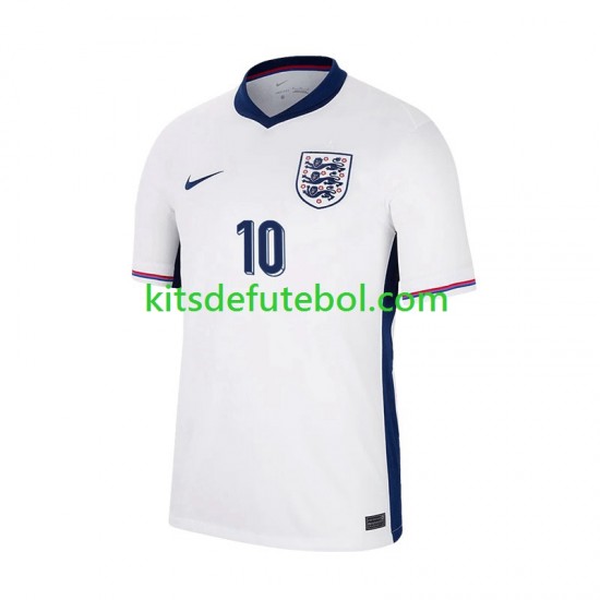 Camisola Seleção da Inglesa Branco Jude Bellingham 10 Homem Equipamento principal Europeu 2024 Mangas Curtas