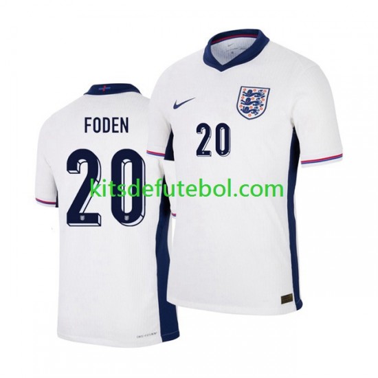 Camisola Seleção da Inglesa Phil Foden 20 Homem Equipamento principal Europeu 2024 Mangas Curtas