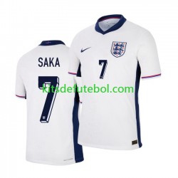 Camisola Seleção da Inglesa Branco Saka 7 Homem Equipamento principal Europeu 2024 Mangas Curtas