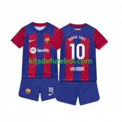 Camisola FC Barcelona Ansu Fati 10 Criança Equipamento principal 2023-2024 Mangas Curtas