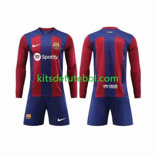 Camisola FC Barcelona Criança Equipamento principal 2023-2024 Mangas Compridas