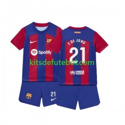 Camisola FC Barcelona Frenkie de Jong 21 Criança Equipamento principal 2023-2024 Mangas Curtas