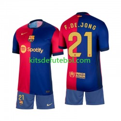 Camisola FC Barcelona Frenkie de Jong 21 Criança Equipamento principal 2024-2025 Mangas Curtas