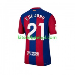 Camisola FC Barcelona Frenkie de Jong 21 Homem Equipamento principal 2023-2024 Mangas Curtas