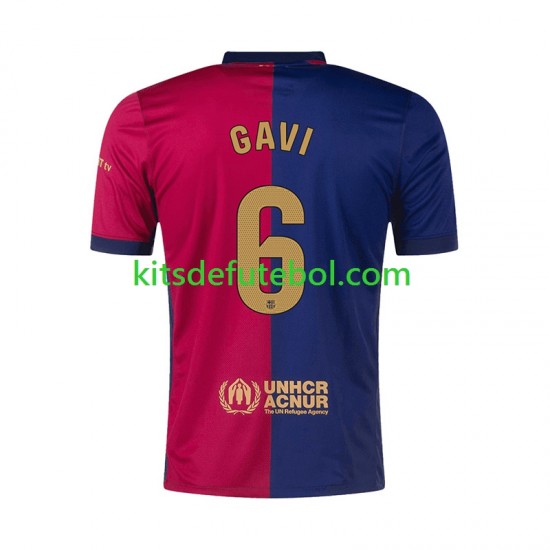 Camisola FC Barcelona GAVI 6 Homem Equipamento principal 2024-2025 Mangas Curtas