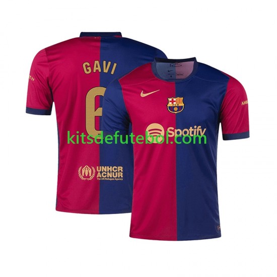 Camisola FC Barcelona GAVI 6 Homem Equipamento principal 2024-2025 Mangas Curtas