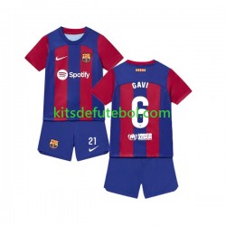 Camisola FC Barcelona Gavi 6 Criança Equipamento principal 2023-2024 Mangas Curtas
